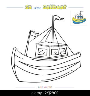 Colorare le pagine e imparare la raccolta dell'alfabeto Illustrazione Vettoriale