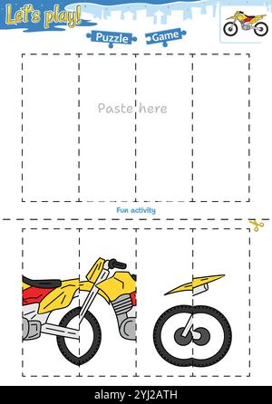 Gioca a rompicapo taglia e incolla con tema di trasporto Illustrazione Vettoriale