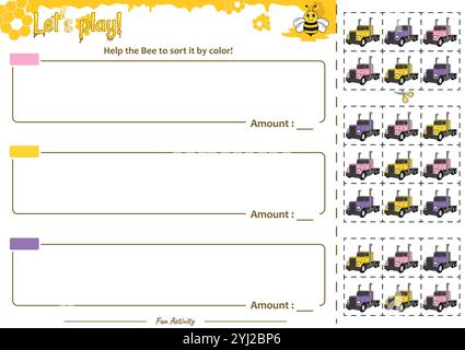 Il gioco di smistamento aiuta i Bee a sistemarlo Illustrazione Vettoriale