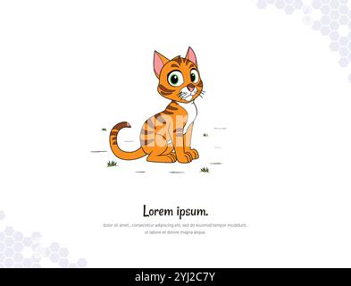 Grafica vettoriale di cartoni animati Cat per la decorazione di pareti e paesaggi. Collezione di illustrazioni animate degli animali. per la decorazione delle camere, gli eventi, ecc. Illustrazione Vettoriale