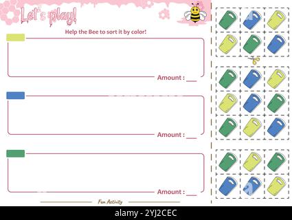 Il gioco di smistamento aiuta i Bee a sistemarlo Illustrazione Vettoriale