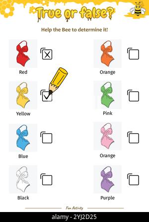 Vero o falso aiuta l'ape a determinarlo Illustrazione Vettoriale