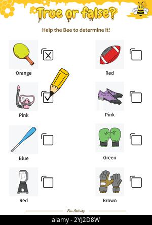 Vero o falso aiuta l'ape a determinarlo Illustrazione Vettoriale