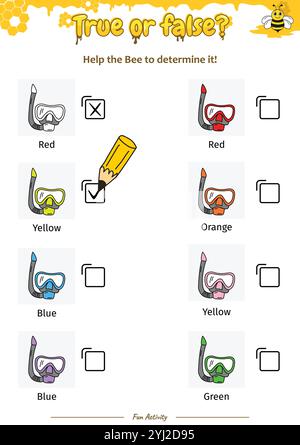 Vero o falso aiuta l'ape a determinarlo Illustrazione Vettoriale