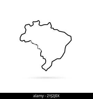 semplice mappa del brasile con linee sottili e ombre Illustrazione Vettoriale