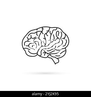 icona semplice cervello con linea sottile nera Illustrazione Vettoriale