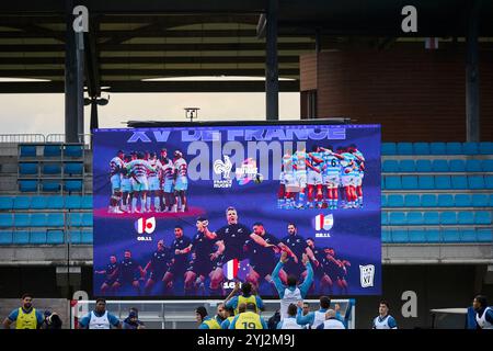 Marcoussis, Francia. 12 novembre 2024. Allenamento della squadra di rugby francese presso il centro nazionale di rugby Marcoussis (Essonne) per la partita contro la nuova Zelanda di sabato 16 novembre allo Stade de France, nell'ambito delle Autumn Nations Series 2024. Marcoussis National Rugby Center, Francia, il 12 novembre 2024. Foto di Jean Pierre Nguyen Van hai Barbier/ABACAPRESS. COM credito: Abaca Press/Alamy Live News Foto Stock