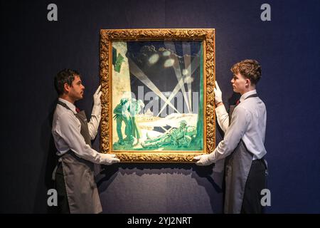 Christies, London 13 Nov 2024 Sir Wiliam Orpen Changing Billets, Picardy, Sstimate: GBP 250.000 - GBP 300.000 in offerta come parte della collezione privata di influenti commercianti d'arte Mary e Alan Hobart, la vendita si svolgerà alle 13:00 del 19 novembre 2024 - Christie's, London Credit: Paul Quezada-Neiman/Alamy Live News Foto Stock