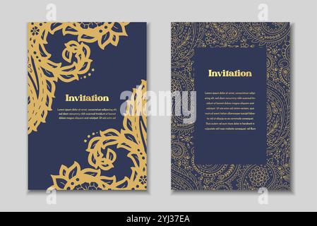 Due biglietti d'auguri con motivi paisley Illustrazione Vettoriale