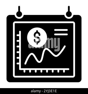 Grafico della produttività finanziaria, dashboard statistico, mercato azionario, crescita del reddito, concetto di illustrazione vettoriale di qualità Premium. Simbolo icona glifo. Illustrazione Vettoriale