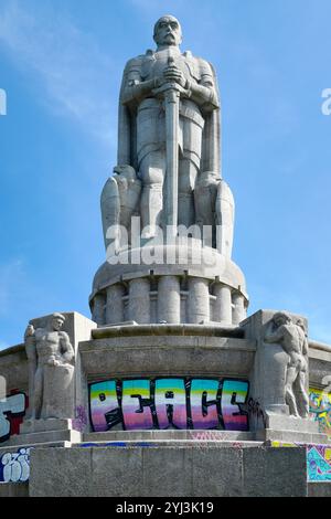 Monumento a Bismarck, Alter Elbpark, città libera e anseatica di Amburgo, Germania Foto Stock