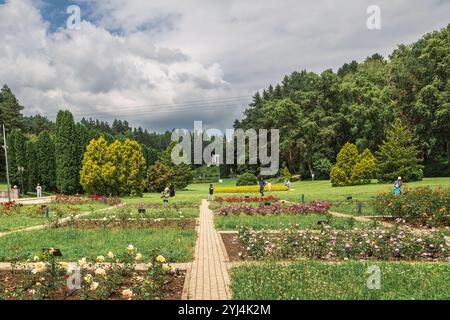 Russia, Kislovodsk - 19 giugno 2024: Giardino delle rose nel Parco nazionale di Kislovodsk Foto Stock