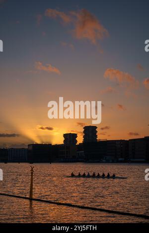 Copenhagen, Danimarca - Kaktus Towers edifici di appartamenti in GRANDE stile, al tramonto Foto Stock