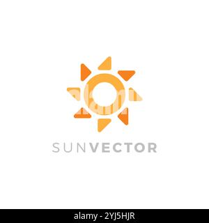 Design del logo energia solare. Simbolo astratto del pannello solare e solare. icona del sole Illustrazione Vettoriale