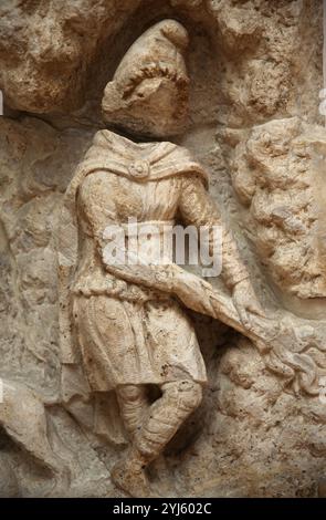 Sollievo del mito di dio Mitra. Caute con la torcia. Roma, Tore Cervara. Fine 2° c. ad-stard 3° c. ad. Museo nazionale romano. Roma. Italia. Foto Stock