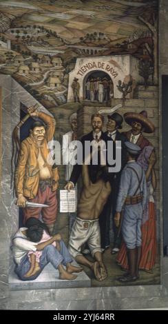 EL FEUDALISMO PORFIRISTA - 1970-1973 - AFFRESCO. AUTORE: JUAN OGORMAN / JUAN O GORMAN (1905-1982). UBICAZIONE: MUSEO NACIONAL DE HISTORIA / CASTILLO DE CHAPULTEPEC. CITTÀ DEL MESSICO. CIUDAD DE MEXICO. Foto Stock