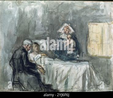 Scienza e carità - 1897 - Stech. Autore: PABLO PICASSO (1881-1973). Ubicazione: MUSEO PICASSO. Barcellona. SPAGNA. Foto Stock