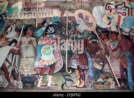 IDEALIZACION DE LA CULTURA TOTONACA - AFFRESCHI DEL SIGLO XX. AUTORE: DIEGO RIVERA. Posizione: PALACIO NACIONAL. CITTÀ DEL MESSICO. CIUDAD DE MEXICO. Foto Stock