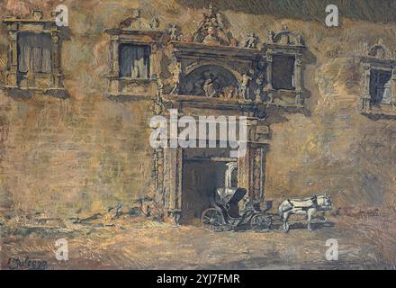 PALACIO DE PEÑARANDA DEL DUERO - 1940 - OLEO/LIENZO - 52 X 76 CM. AUTORE: IGNACIO ZULOAGA. Luogo: RITIRO PRIVATO. Pedraza. SEGOVIA. SPAGNA. Foto Stock