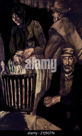 LOS POBRES A LA LUMBRE - SIGLO XX. AUTORE: JOSE GUTIERREZ SOLANA (1886/1945). Luogo: RITIRO PRIVATO. MADRID. SPAGNA. Foto Stock