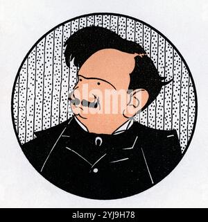 Caricatura de Enrico Caruso (Nápoles, 1873-1921), uno de los tenores italianos y del mundo más famosos de la historia de la ópera. Año 1911. AUTORE: ROMÁN BONET SINTES 'BON'. Foto Stock