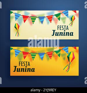 Festa junina banners set di due Illustrazione Vettoriale