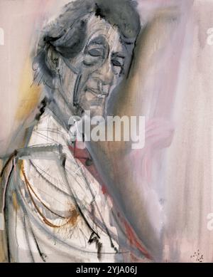 ARTE S. XX. SUIZA. ALBERTO Giacometti (1901-1966). Escultor y pintor suizo. Retrato realizado por el pintor español Alvaro Delgado Ramos (Madrid, 1922) . Foto Stock