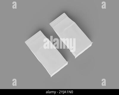 Custodia con zip con stampa 3D Mockup bianco e nero con due sacchetti per caffè Foto Stock
