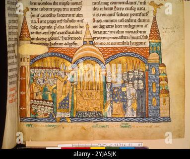 Consacrazione della Abbazia di Clury (III) da Papa Urbano II 1095 dal XII secolo libro di uffici. Foto Stock