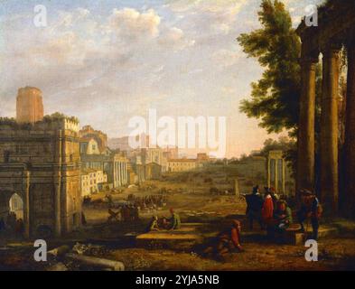 Claude Lorrain / "Vista del campo Vaccino, Roma", 1636, olio su tela, 56 x 72 cm, inv. 4713. Museo: MUSEE DU LOUVER, BUDAPEST, Francia. Foto Stock