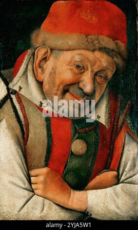 Jean Fouquet / "Ritratto della Corte di Ferrara Jester Gonella", 1447-1450, olio su legno, 36 x 24 cm. Museo: KUNSTHISTORISCHES MUSEUM, VIENA, AUSTRIA. Foto Stock