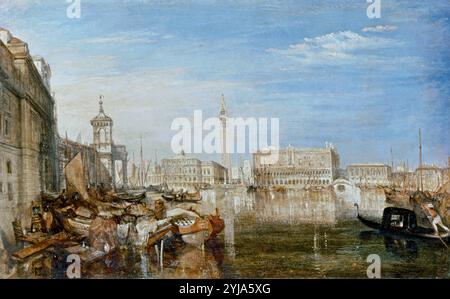 Joseph Mallord William Turner / 'Ponte dei Sospiri, Palazzo Ducale e Custom-House, Venezia: Canaletto con cavalletto in primo piano a sinistra', 1833, olio su mogano, 51 x 81,6 cm. Museo: The Tate Gallery, BERLINO, Regno Unito. Foto Stock