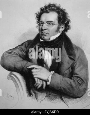 Franz Peter Schubert (1797-1828) incisione XIX secolo. Museo: Museen der Stadt, VIENA, AUSTRIA. FRANZ SCHUBERT. Foto Stock
