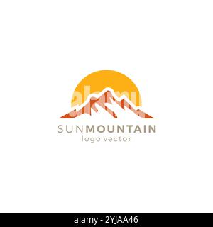 Illustrazione vettoriale logo Sun Mountain. Icona Panoramica dell'alba Illustrazione Vettoriale
