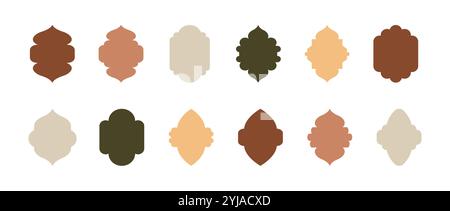 Dare forma alle finestre islamiche. Architettura araba. Telai Ramadan kareem. Porte marocchine. Illustrazione vettoriale tradizionale in stile orientale Illustrazione Vettoriale