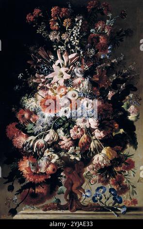 Andrea Belvedere / "vaso di fiori", 1694-1700, Scuola Italiana, olio su tela, 151 cm x 100 cm, P00549. MUSEO: MUSEO DEL PRADO, MADRID, SPAGNA. Foto Stock