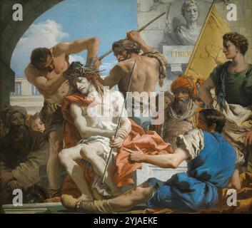 Giandomenico Tiepolo / "la Corona di spine", 1772, Scuola Italiana, olio su tela, 124 cm x 144 cm, P00357. MUSEO: MUSEO DEL PRADO, MADRID, SPAGNA. GESÙ. Foto Stock
