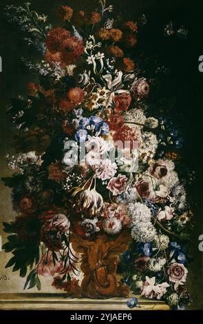 Andrea Belvedere / "vaso di fiori", 1694-1700, Scuola Italiana, olio su tela, 151 cm x 100 cm, P00550. MUSEO: MUSEO DEL PRADO, MADRID, SPAGNA. Foto Stock