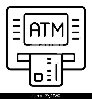 Bancomat, carta di credito, illustrazione vettoriale di qualità superiore. simbolo dell'icona della linea. Illustrazione Vettoriale