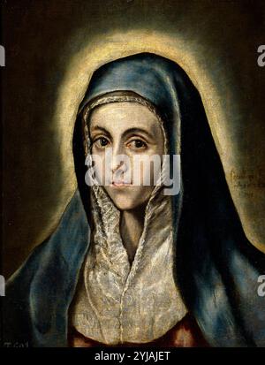 El Greco (e laboratorio) / "la Vergine Maria", ca. 1597, Scuola spagnola, olio su tela, 52 cm x 41 cm, P00829. MUSEO: MUSEO DEL PRADO, MADRID, SPAGNA. Foto Stock