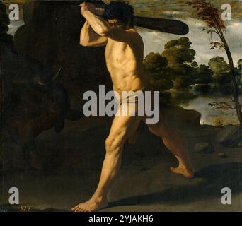 Francisco de Zurbarán / 'Hercules and the Cretan Bull', 1634, scuola spagnola, olio su tela, 133 cm x 152 cm, P01245. MUSEO: MUSEO DEL PRADO, MADRID, SPAGNA. Foto Stock