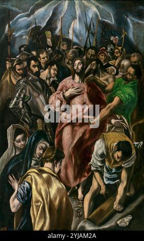 Jorge Manuel Theotocopuli (Copy de El Greco) / "The Disrobing of Christ", ca. 1606, Scuola spagnola, olio su tela, 106,8 cm x 69 cm, P00832. MUSEO: MUSEO DEL PRADO, MADRID, SPAGNA. Foto Stock