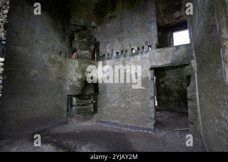 camere interne con vecchi caminetti nella vecchia stazione di guardia costiera fanad head cionn fhanada, contea di donegal, repubblica d'irlanda Foto Stock