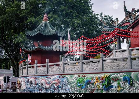 Tempio tua Pek Kong dettagli esterni a Kuching Sarawak Malesia Foto Stock