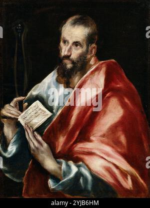 El Greco (e laboratorio) / "San Paolo", 1608-1614, Scuola spagnola, olio su tela, 72 cm x 55 cm, P02892. MUSEO: MUSEO DEL PRADO, MADRID, SPAGNA. SAN PABLO. Foto Stock