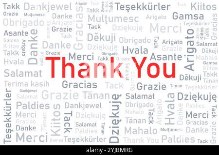 Grazie a linguaggi, design di concept colorato. Grazie per aver definito World design. Illustrazione Vettoriale