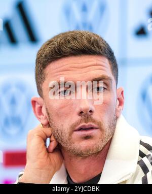 Francoforte sul meno, Germania. 14 novembre 2024. Robin Gosens (Deutschland), GER, Pressekonferenz, DFB Fussball Herren Nationalmannschaft Deutschland, AM DFB-Campus in Frankfurt am Main, 14.11.2024. Foto: Eibner-Pressefoto/Florian Wiegand credito: dpa/Alamy Live News Foto Stock