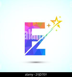 Alfabeto iniziale con Swoosh e icona con il logo a stella. Design del simbolo del logo astratto a stella Illustrazione Vettoriale