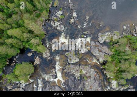 Stromschnellen, Fluß, Fluss, Bach, Forsaleden, Forsaån, Bach, etwa 10 km südlich von Pilgrimstad. Der Forsaån fließt zwischen Locknesjön in der Gemein Foto Stock