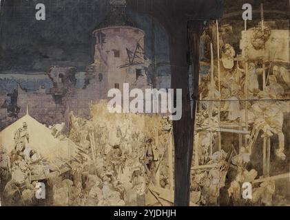 Studia per l'Epic slavo. La difesa di Sziget di Nicholas Zrinsky. Museo: Museo A. Mucha, Praga. Autore: Alfons Marie Mucha. Foto Stock